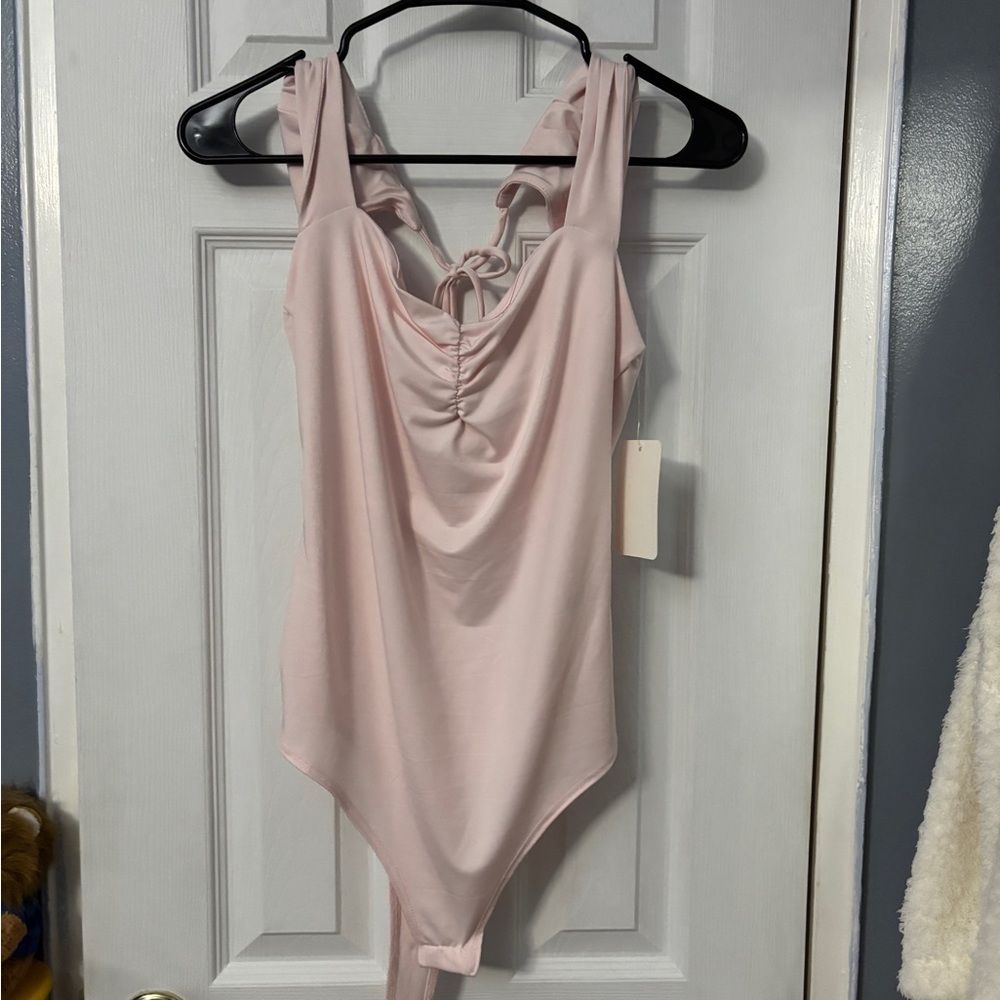 Gaze Light Pink Body Suit with tie back detailing